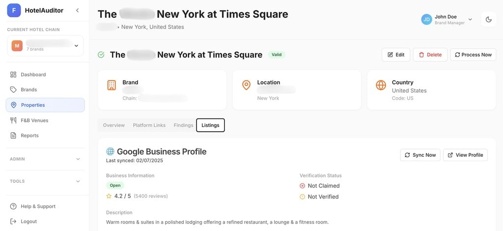 Google Listing Profile Dashboard